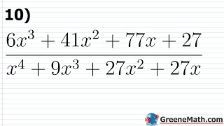 Partial Fraction Decomposition with Linear Factors Practice Test Full Solutions
