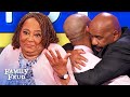 Mom goes TMI on TV. Steve Harvey comforts her son.