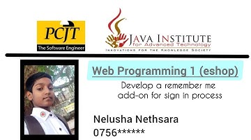 eshop web application Remember Me option | Java Institute | Web Programming 1