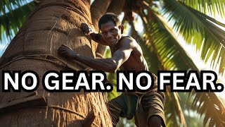 Man Climbs Coconut Tree | Cuts From the Top – No Safety Gear, Just Skill! | EP 0001@RealWorkCrew
