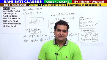 Class 10 Maths (Ex 4E Example 30) Quadratic Equations (RS Aggarwal 2020)