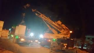 Fuso Self Loader Truck Kobelco RK160-2 Rough Terrain Crane Installing Box Culvert 