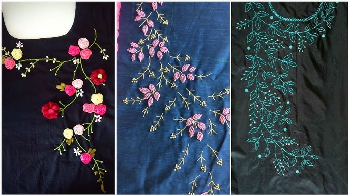 Hand Embroidery Patterns, Simple Neckline Embroidery Tutorial