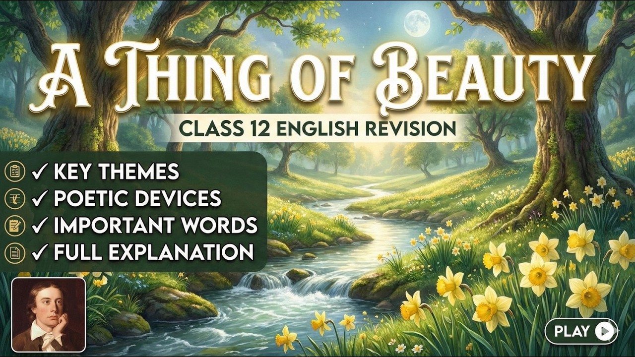 A Thing of Beauty | Themes, Key Words & Poetic Devices | Revision Class 12 English | CBSE Board 2026