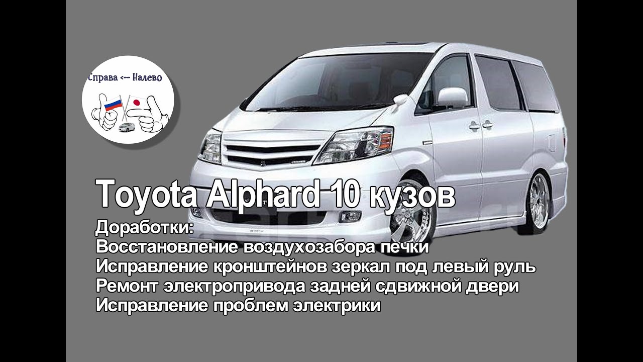 Toyota Alphard 10 кузов. Доработка печки, исправление электропроводки, установка леворульных зеркал.