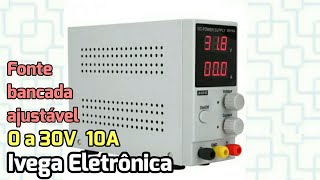 Benchtop power supply 0 to 30V 10A, ideal for repairing automotive modules and related projects.