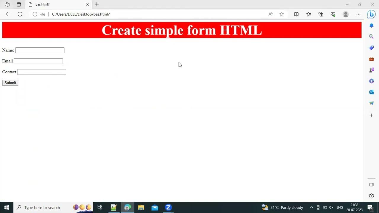 How to create simple form in HTML - YouTube