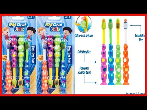 Great product - RM Oral Kids Healthy Fun Suction Cup Soft Toothbrushes, 4 Count Twin Pack
