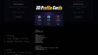 3D Profile Cards #shorts#html#css#javascript#webdevelopment#programming #learncode