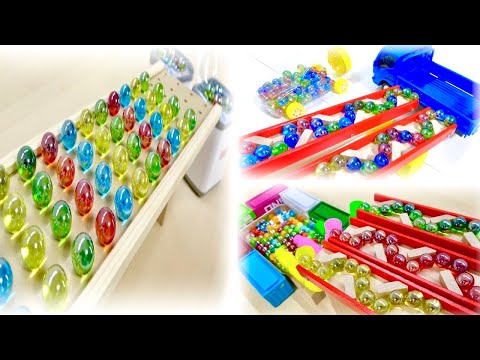 マーブルランレース ASMR ☆ HABAスロープ & レインボーアーチ, 木製コース人気の組み合わせのマーブル動画 連続再生!【Marble Run Race ASMR】