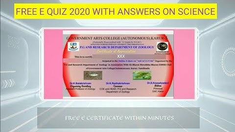 Free E quiz 2020 with answers-Free E quiz with free E-certificate on Science-Online quiz free