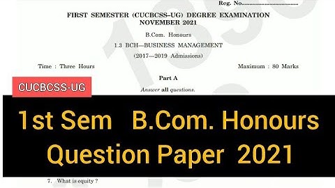 BUSINESS MANAGEMENT         |        1st Sem   B.Com. Honours     Question Paper   2021 #calicut