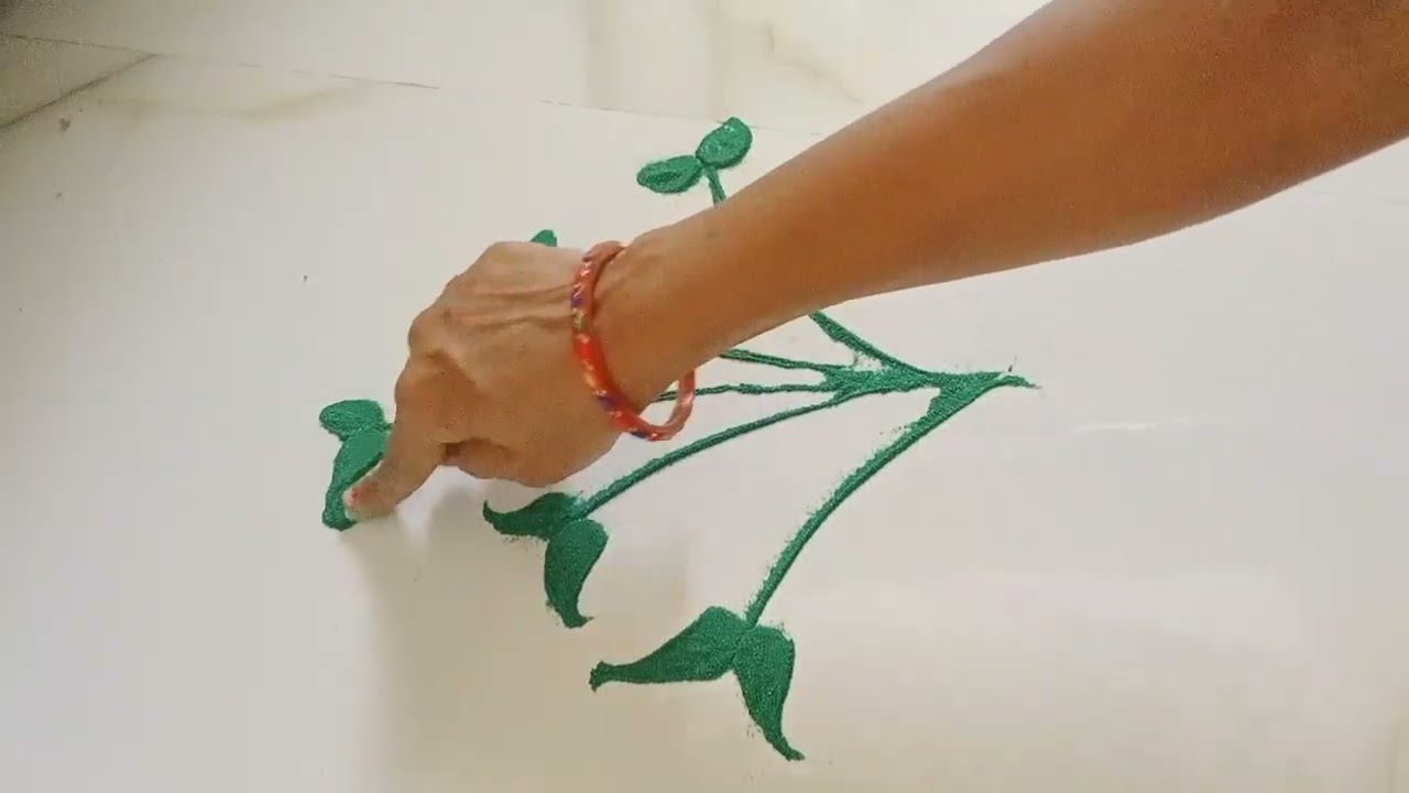 पाना फुलांची सुंदर आकर्षक रांगोळी डिझाईन अतिशय सोपी आणि सुंदर रांगोळी#indianart #art 