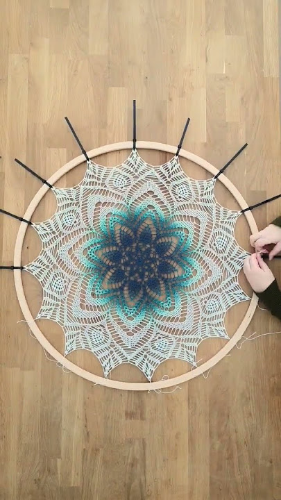 Mandala crochet in wooden hoop #crochet #crochetpattern #mandalacrochet