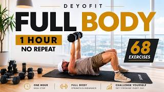 1 Hour Full Body Dumbbell Workout | 68 Exercises • No Repeat