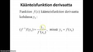 Käänteisfunktion derivointikaava