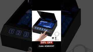 Biometric Gun Safe for Handgun 3-Ways unlock Fingerprint Digital PIN Key Unlock Pistol Safe with…