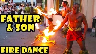 Father & Son Fire Knife Dance in Waikiki