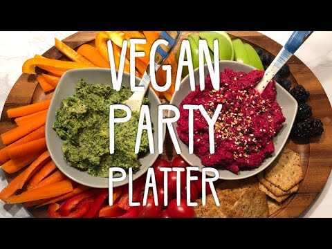 Vegan Party Platter | How to make beet hummus, artichoke basil pesto
