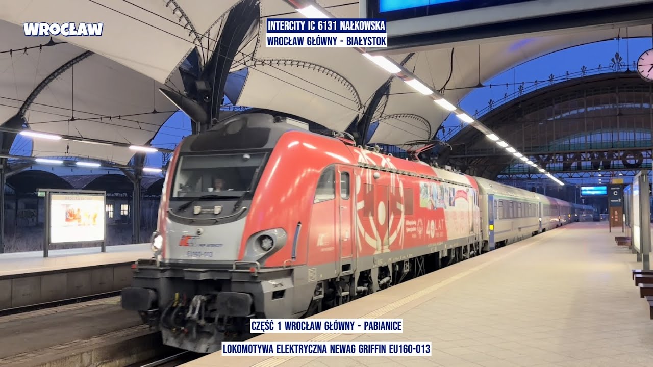 Poland Train InterCity IC 6131 NAŁKOWSKA Wrocław Główny - Białystok część 1 Polska z tyłu pociągu