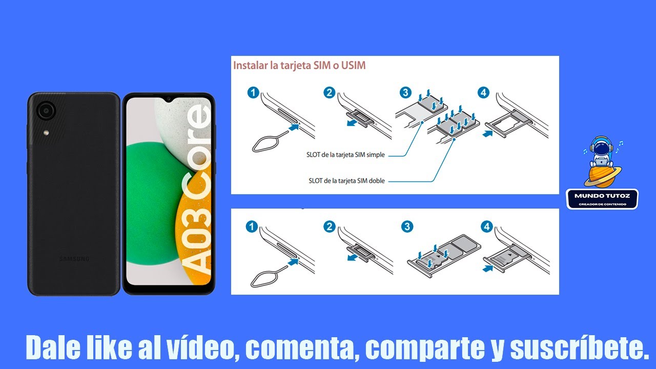 SAMSUNG GALAXY A03 CORE SMA032M Cómo Instalar La Sim Card Y La Micro SD 📲Mundotutoz YouTube