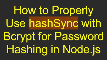 How to Properly Use hashSync with Bcrypt for Password Hashing in Node.js