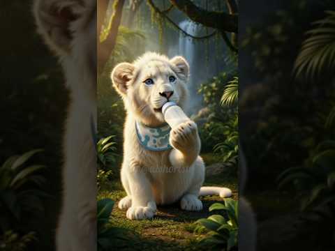 Jungle Lion Cub Enjoying Milk for the First Time 🍼🦁✨ | #ai #shorts #lion #jungleking