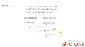 A particle moves along a straight line path. After some time it comes to rest. The motion is with
