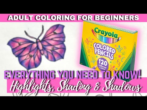 The Basics: Highlights, Shading x Shadows | Crayola Colored Pencils | Adult Coloring For Beginners