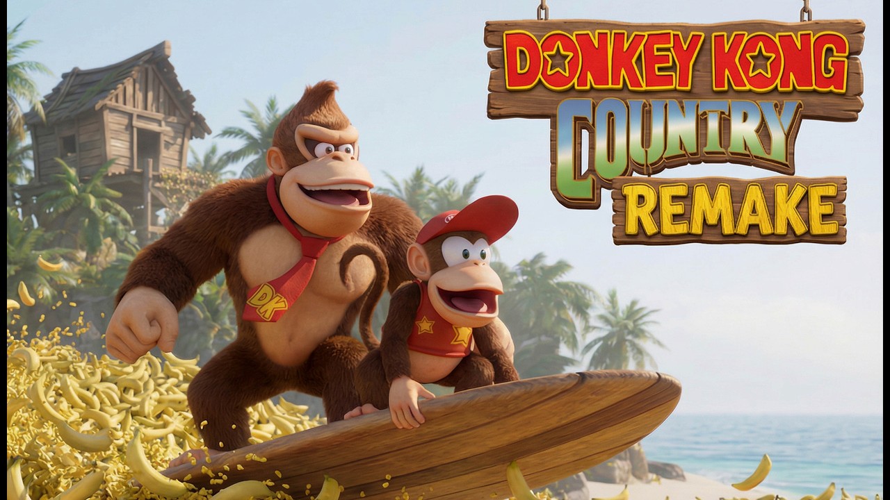 Donkey kong Country Remake Reimaginado com IA