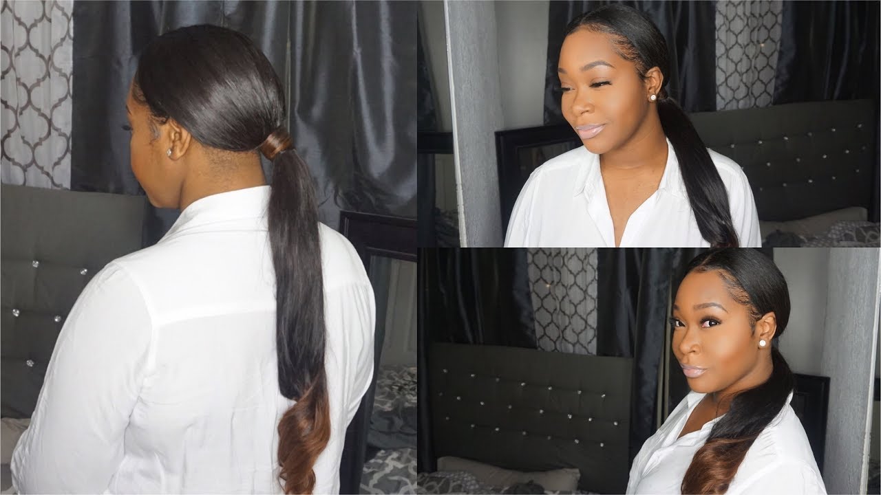 Sleek Low Ponytail In Quick Weave Install Aliexpress Vallbest Hair Review