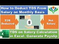 TDS Calculation on Salary in Excel | How to Deduct Monthly TDS from Salary and Create Pay Slip