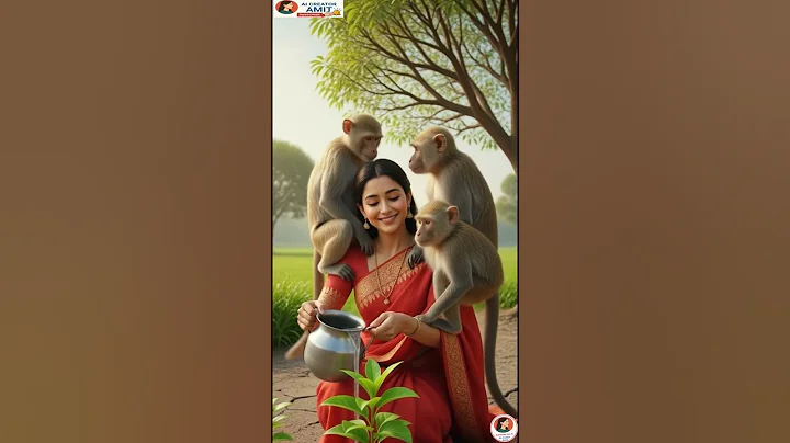 Kind Woman & Monkeys 🍎 |  Miracle Story | #monkey #motivation #shorts #ai