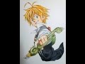 七つの大罪のメリオダスを手書きで描いてみた Drawing Meliodas from The Seven Deadly Sins