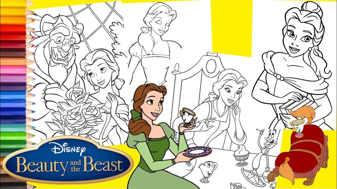 Disney Beauty And The Beast Princess Belle Coloring Pages For Kids Youtube