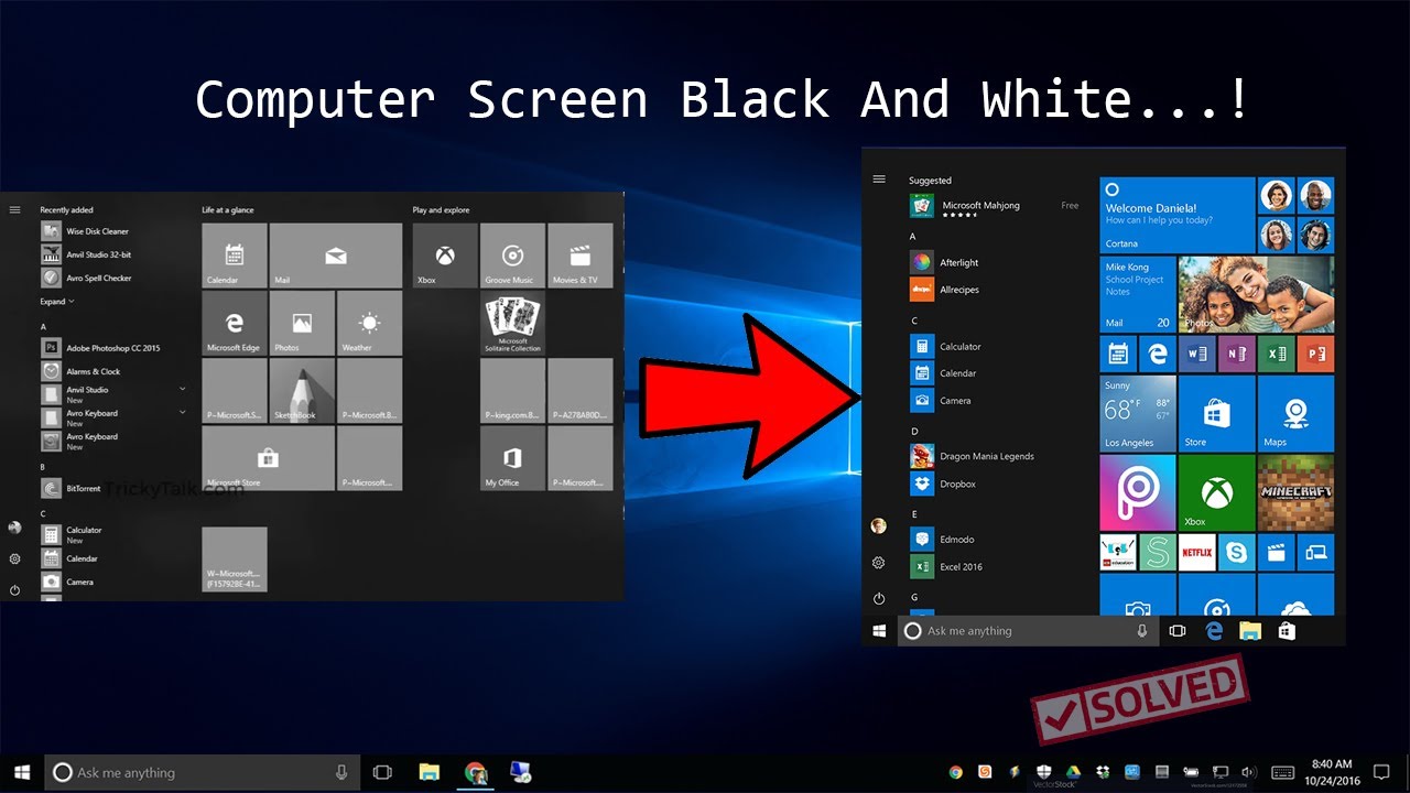 How To Fix Black And White Screen Problem Windows 7 8 10 YouTube