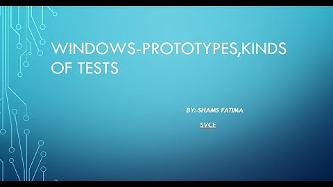 Windows -Prototypes,kinds of Tests[UID -18CS734]