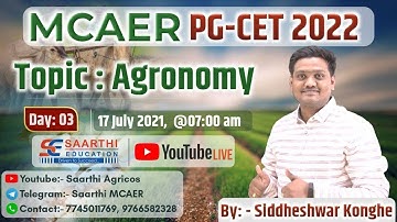MCAER PG CET 2022  Day 3 (Topic -Agronomy )