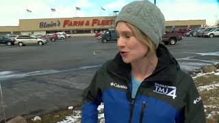 Man sleeps inside Farm & Fleet