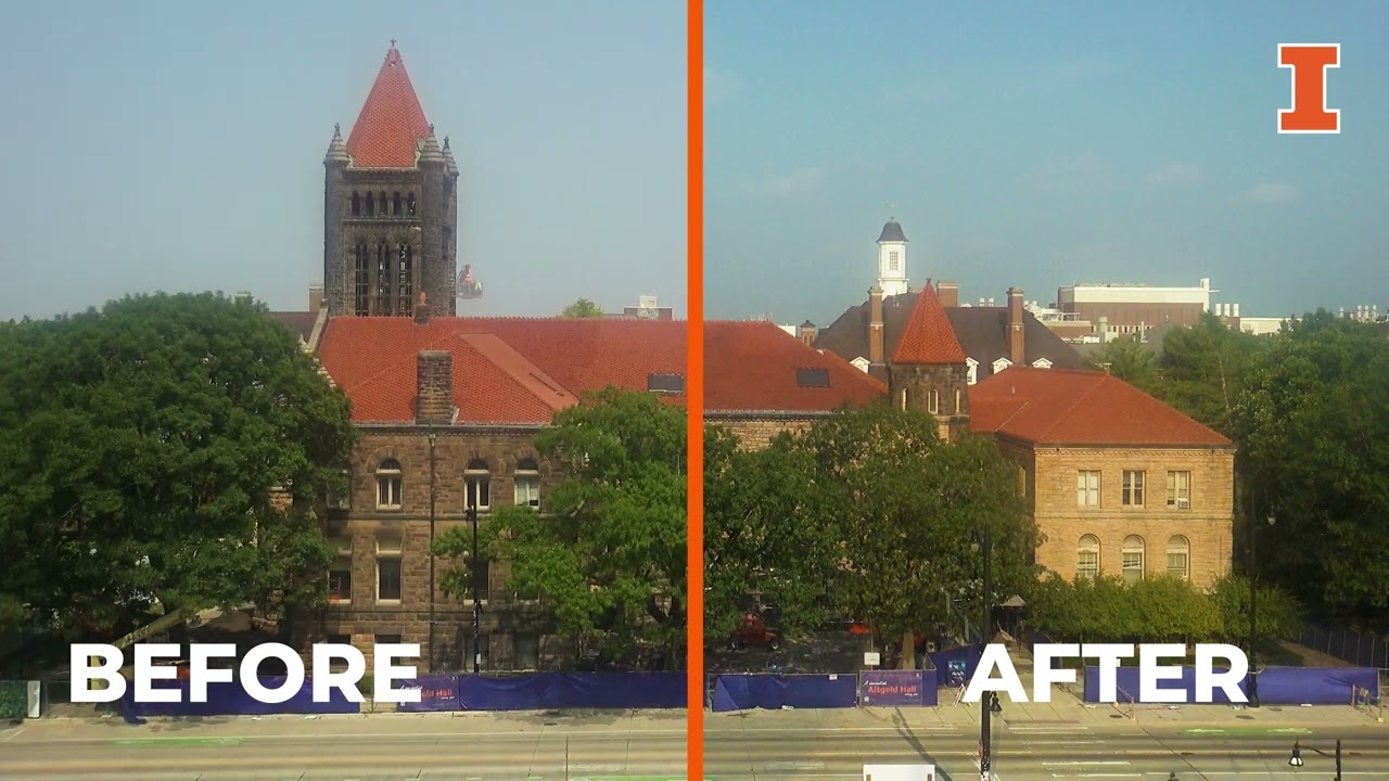 Altgeld Hall's exterior cleaning timelapse