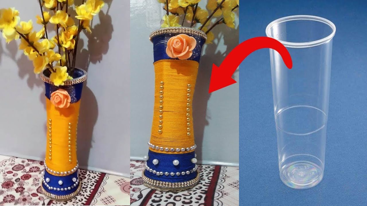 DIY Flower Pot out of Disposable Plastic Glass/Best Out Of Waste Idea