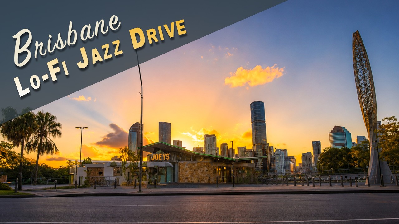 Brisbane Golden Hour Cruise – City Lights | Lo-Fi Jazz | Relax / Study / Focus | No Talking