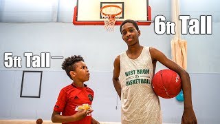 5ft Tall Kid vs 6ft Tall Big Brother Basketball 1v1