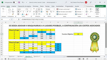 Problema de Asignación con Solver de Excel - Ejercicio Primero