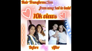 Hair Transformation " from long hair to bald"!! watch till end for final looks