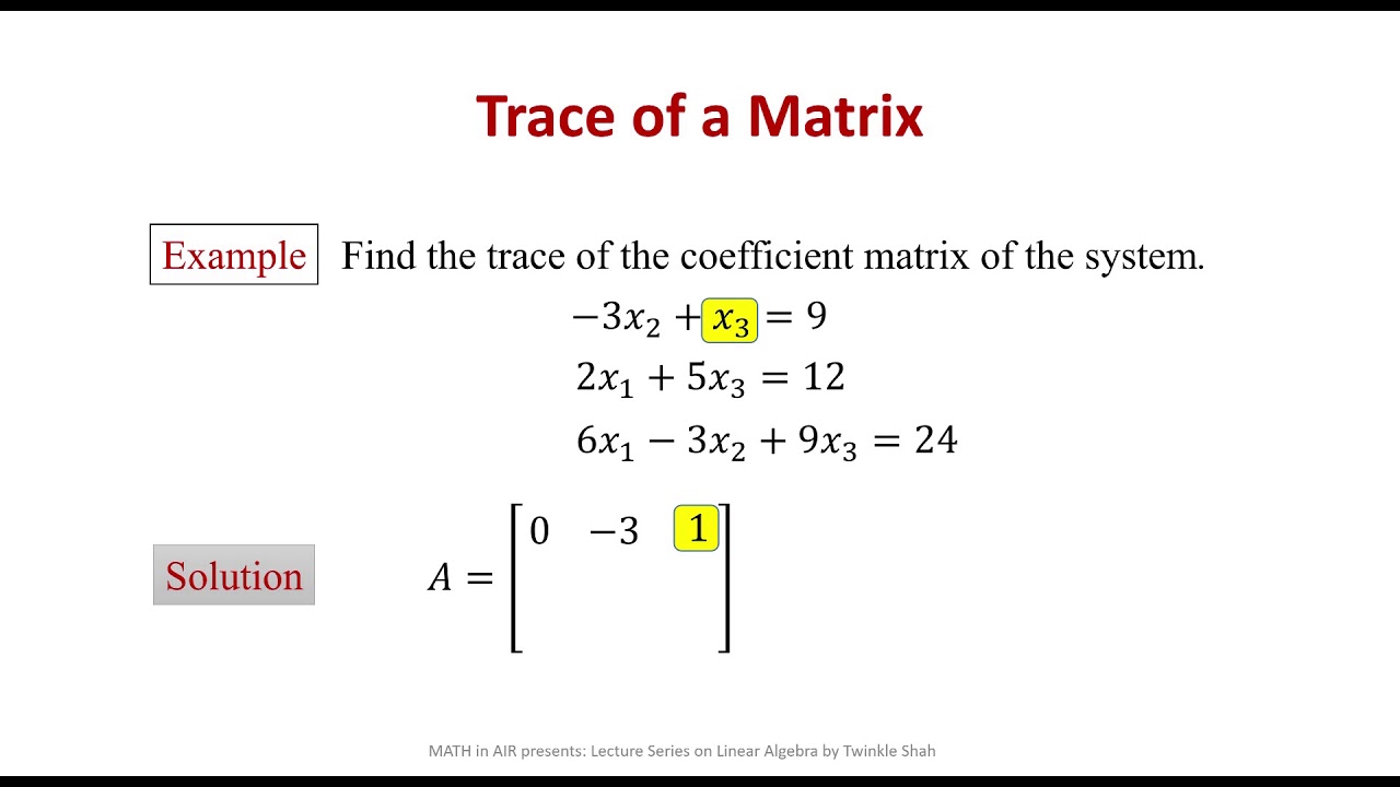 trace of a matrix