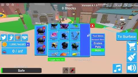 My mining simulator hat inventory