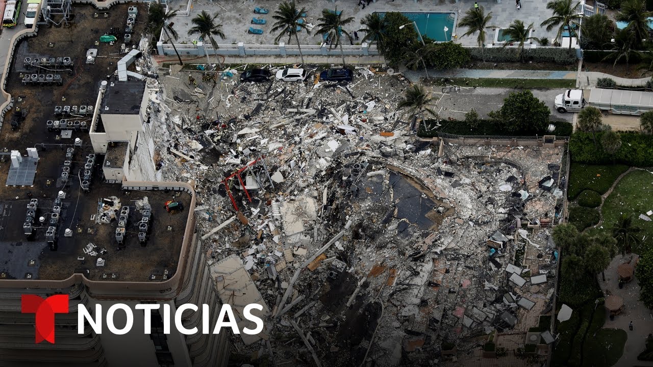 Drones muestran lo que quedó del edificio derrumbado en Miami | Noticias Telemundo