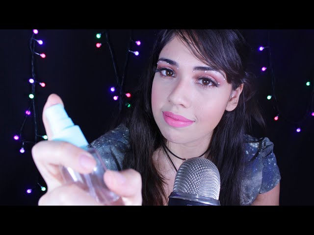 ASMR REFRESCANTE 💦 Spray na tela, pincel, face touching 💆🏻‍♀️