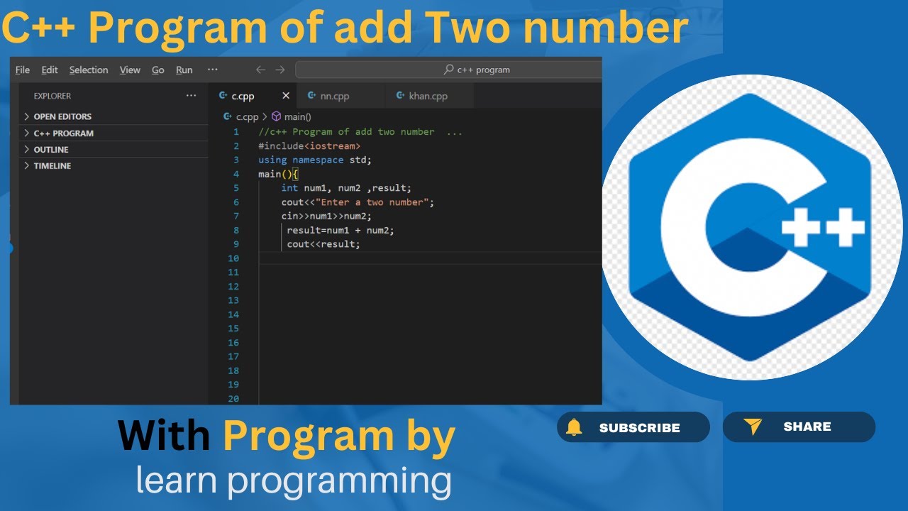 C++ Program to add two number (User input) in C++ in Hindi | Learn ...